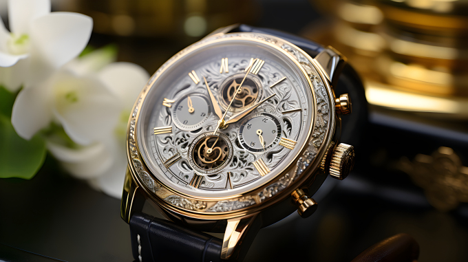 优雅白色男士腕表摄影图片