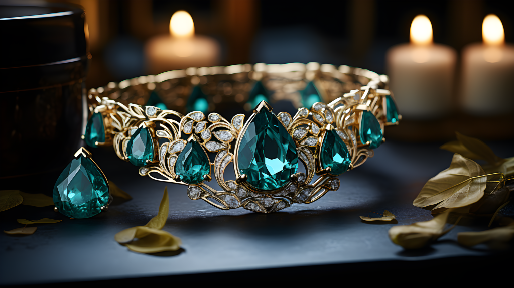 蓝色翡翠石项链摄影版权图片下载