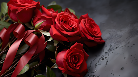 黑色背景绚丽红玫瑰摄影图
