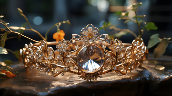 水滴风格的黄金与金色彩王冠摄影图