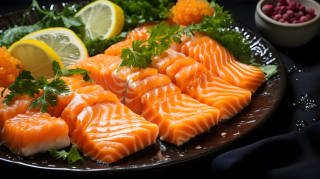 美味三文鱼摄影图片