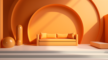 写实抽象橘色房间摄影图片
