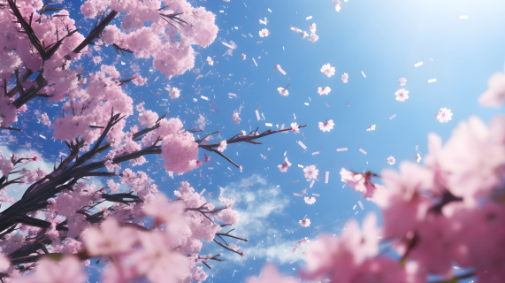 樱花落下的可爱摄影图