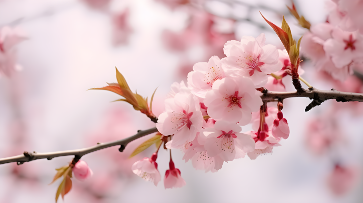 绽放的粉色樱花摄影版权图片下载