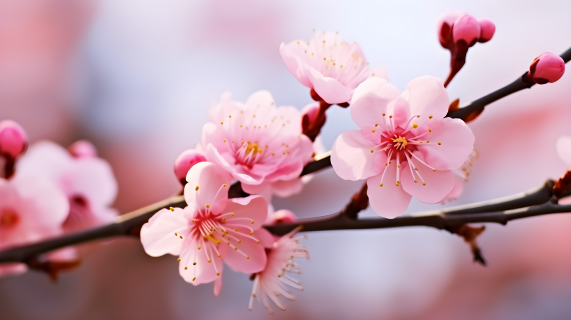 春日樱花花蕊近景摄影图片
