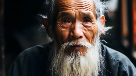 中国白胡子老人超写实摄影图片