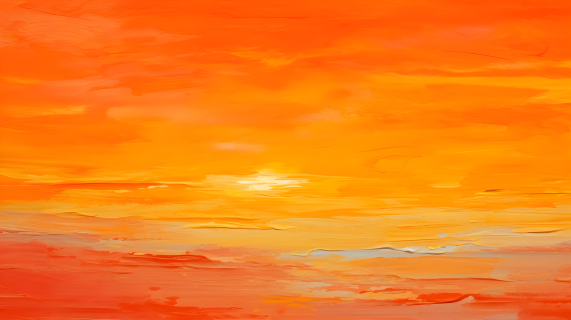 油画橙色日落摄影图片