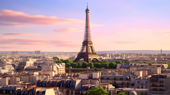 欧洲风情巴黎艾菲尔铁塔摄影图片