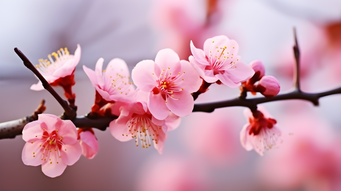 粉色樱花枝头绽放摄影图片