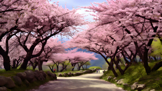 樱花树景摄影图片