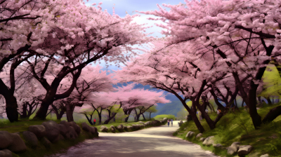 樱花树景摄影图片