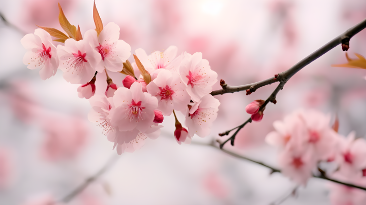 开满枝头的粉色樱花摄影版权图片下载