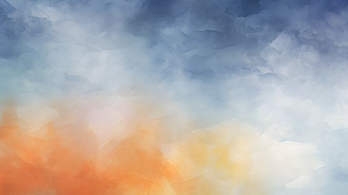 橘蓝水彩纹理丰富的画布摄影图