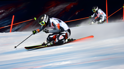 黑白银滑雪选手比赛摄影图