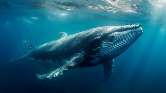 深海动物巨鲸游弋摄影图片