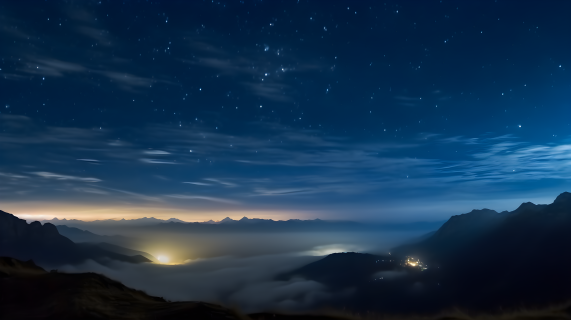 夜空山野摄影图片