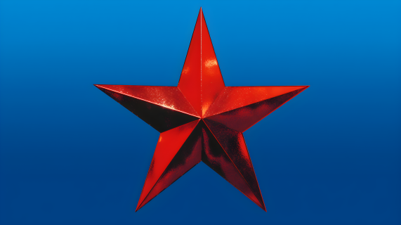 蓝底红星闪烁金属风摄影图片