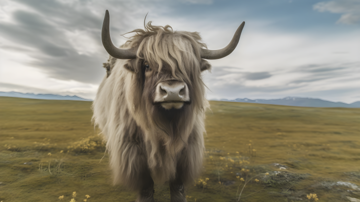 长毛牦牛在田野上的尼康D850风格的苏联非主流艺术摄影图版权图片下载