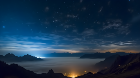 夜空山顶摄影图