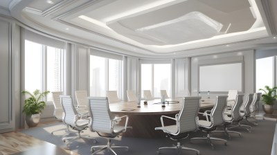 阳光下的银白办公会议室室内照明摄影图