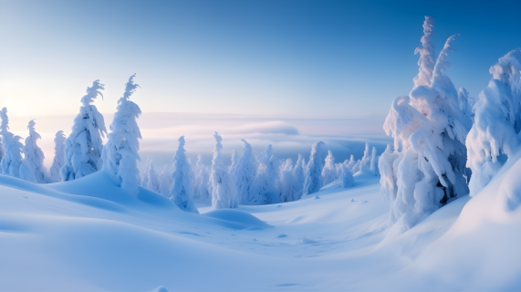雪中树林的壮丽背景摄影图