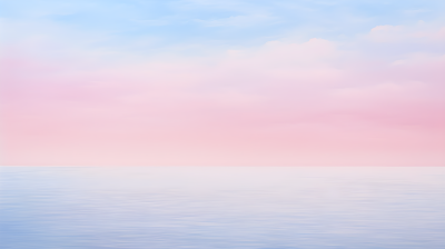 柔和静谧的海洋水面与粉色天空摄影图片