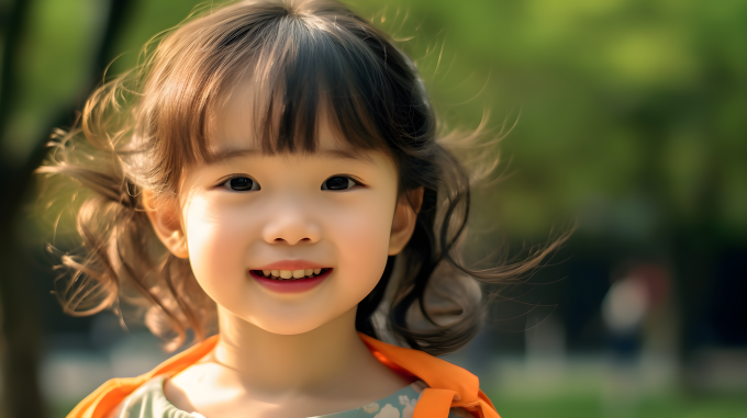 中国公园小女孩摄影图片