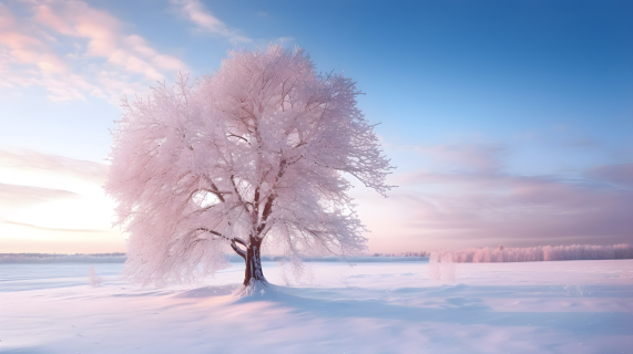 雪中冻结的树木
