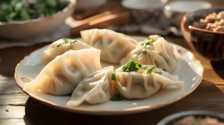 传统美食饺子摄影图