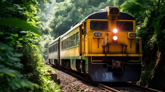 热带丛林中的列车旅行摄影图片