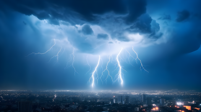 城市雷电摄影图片