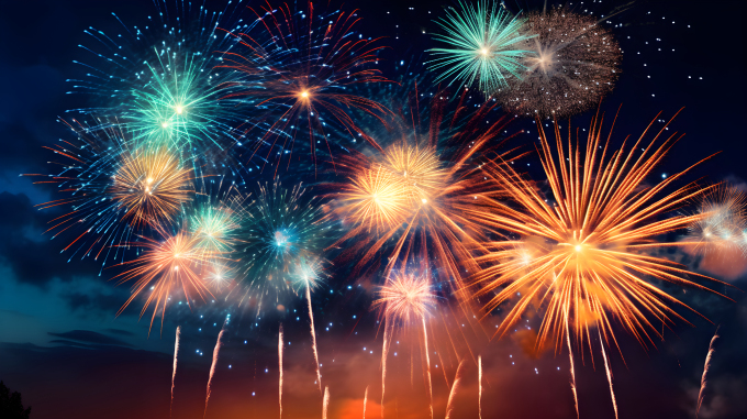 炫彩绽放的夜空摄影图片