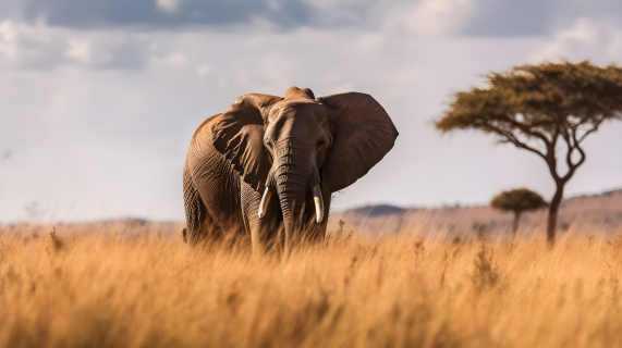 非洲草原逼真风格大象摄影图片