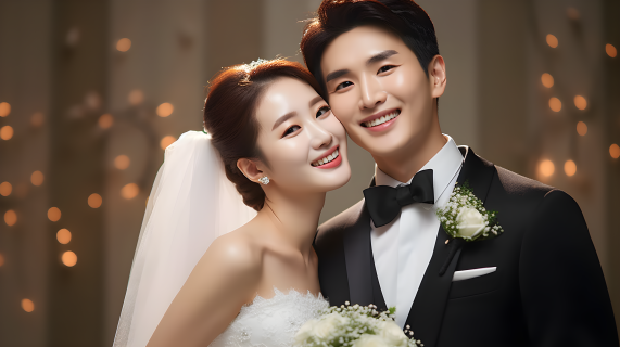 浪漫韩式白纱婚礼摄影图