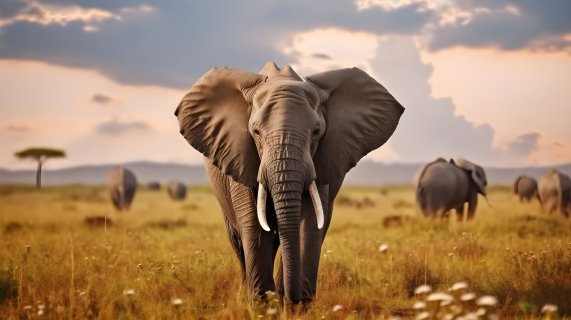 非洲草原大象摄影图片