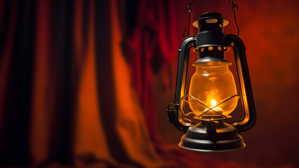 暗淡复古灯光下的油灯摄影版权图片下载