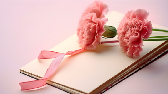 梦幻诗意两朵粉色康乃馨摄影图片