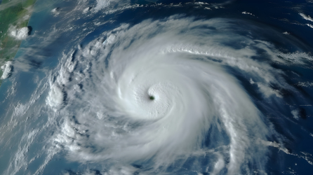 太空视角下的热带风暴摄影图