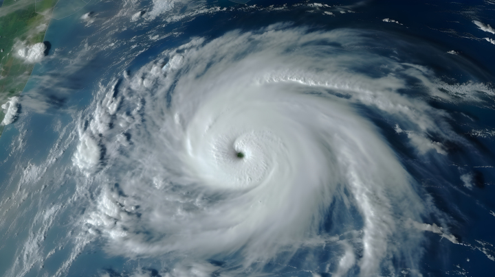 太空视角下的热带风暴摄影图版权图片下载
