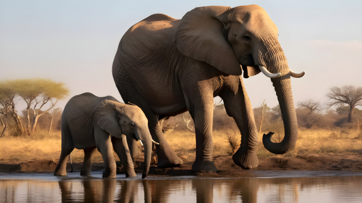 非洲草原上的两只大象版权图片下载
