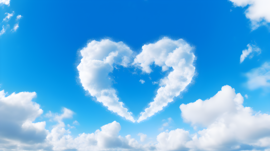 蓝天白云心形摄影图