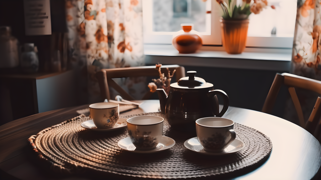 怀旧风格台式机上的茶壶摄影版权图片下载