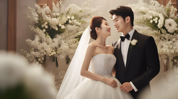 韩风婚礼白纱照 摄影图片
