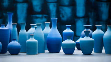 抽象表现主义蓝色花瓶图