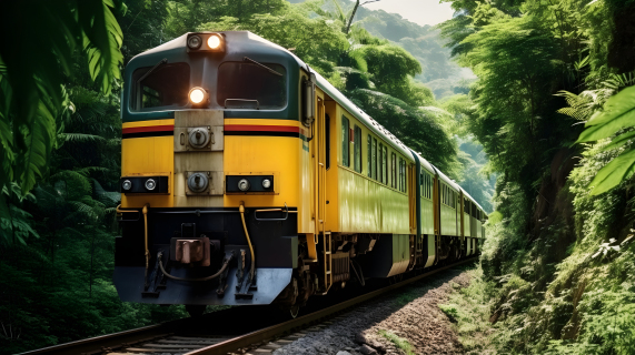 泰式黄色丛林列车摄影图片
