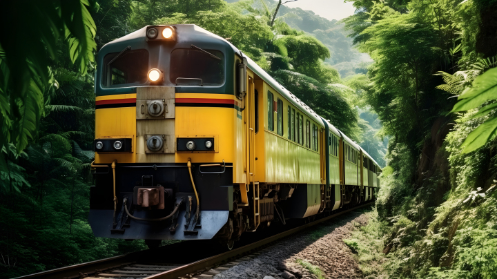 泰式黄色丛林列车摄影版权图片下载