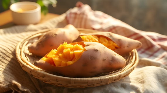 逼真风格的甜薯美食摄影图