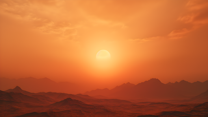 黄昏时分的橙白夕阳摄影图版权图片下载