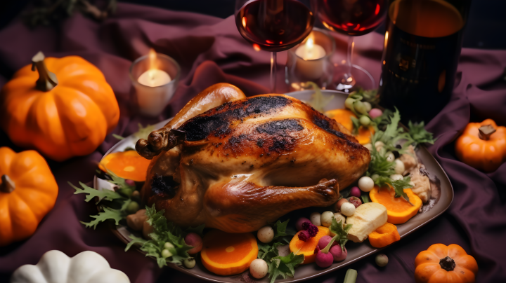 感恩节家庭聚会美味晚餐摄影版权图片下载