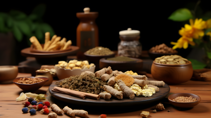 中医养生中药材近景摄影图片